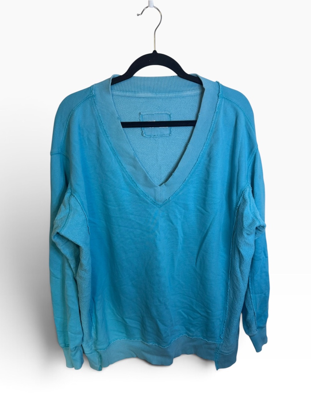 Aerie Sky Blue Oversized V-Neck Sweatshirt